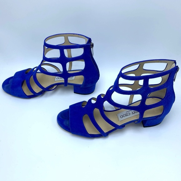 Jimmy Choo size 8 /38 Ren Cobalt Blue Suede Gladiator Sandal EUC - Picture 4 of 11